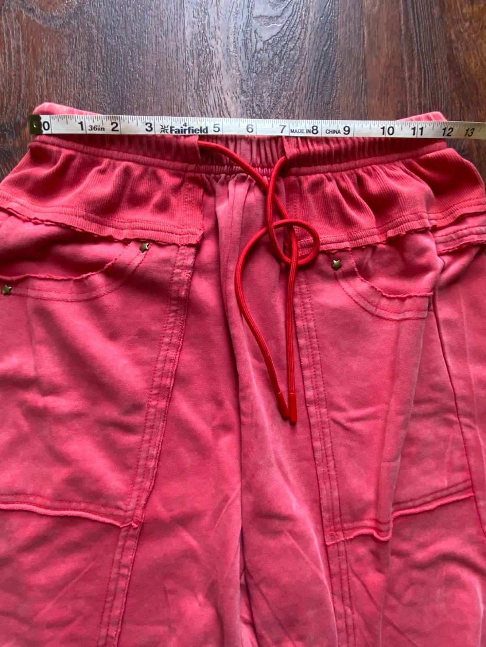 Wide-Leg Drawstring Boho Pants - Rose Red - Picture 9 of 11